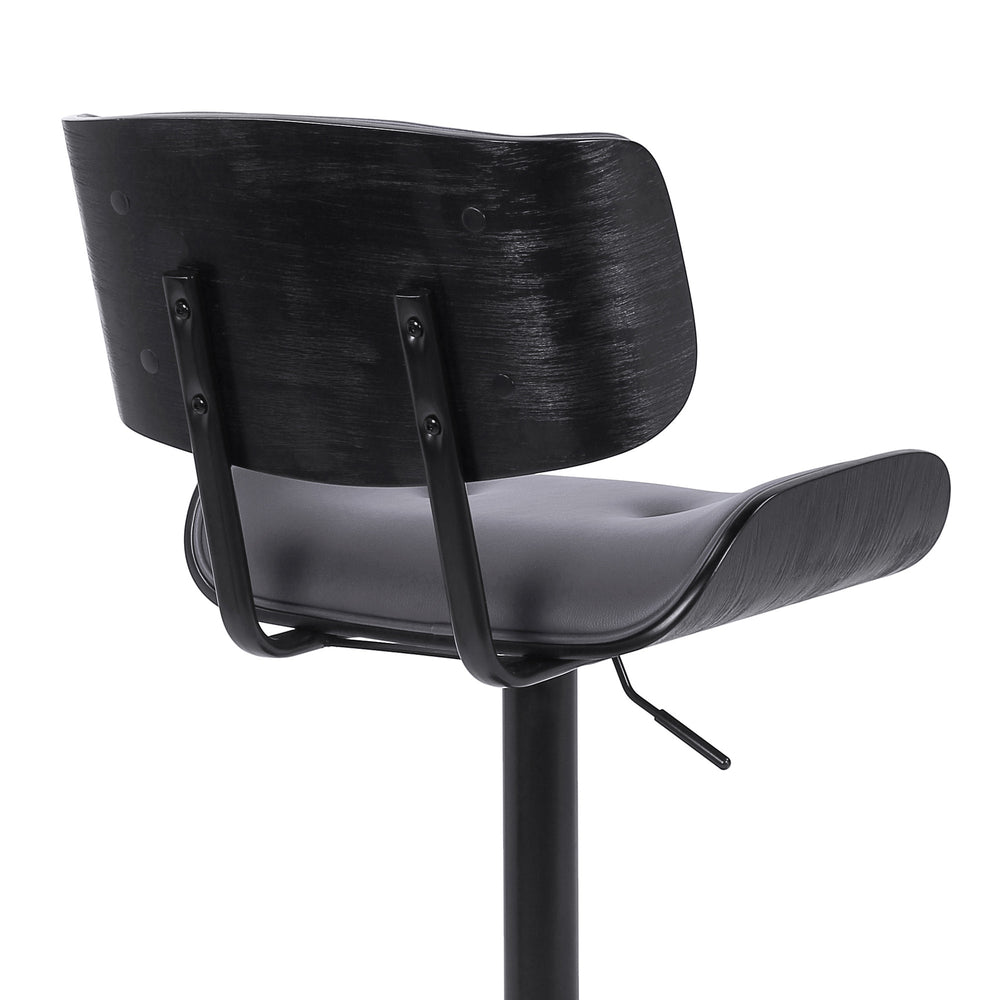 25" Gray And Black Iron Swivel Adjustable Height Bar Chair - Homeroots - Flyclothing LLC