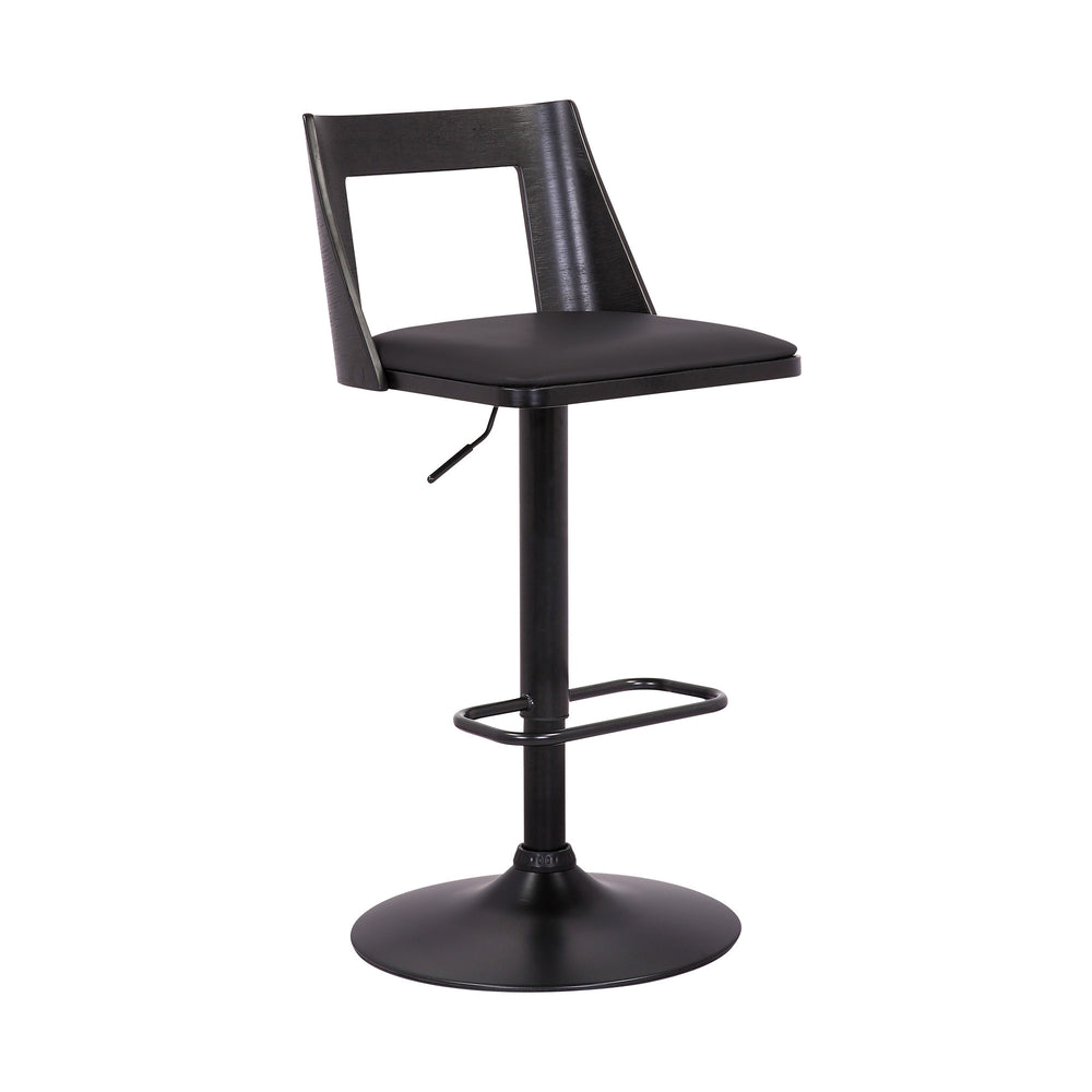 24" Black Faux Leather And Iron Swivel Adjustable Height Bar Chair - Homeroots - Flyclothing LLC