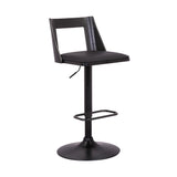 24" Black Faux Leather And Iron Swivel Adjustable Height Bar Chair - Homeroots - Flyclothing LLC