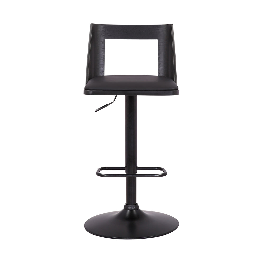 24" Black Faux Leather And Iron Swivel Adjustable Height Bar Chair - Homeroots - Flyclothing LLC