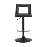 24" Black Faux Leather And Iron Swivel Adjustable Height Bar Chair - Homeroots - Flyclothing LLC