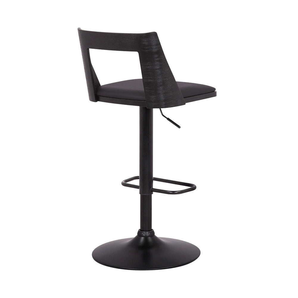 24" Black Faux Leather And Iron Swivel Adjustable Height Bar Chair - Homeroots - Flyclothing LLC