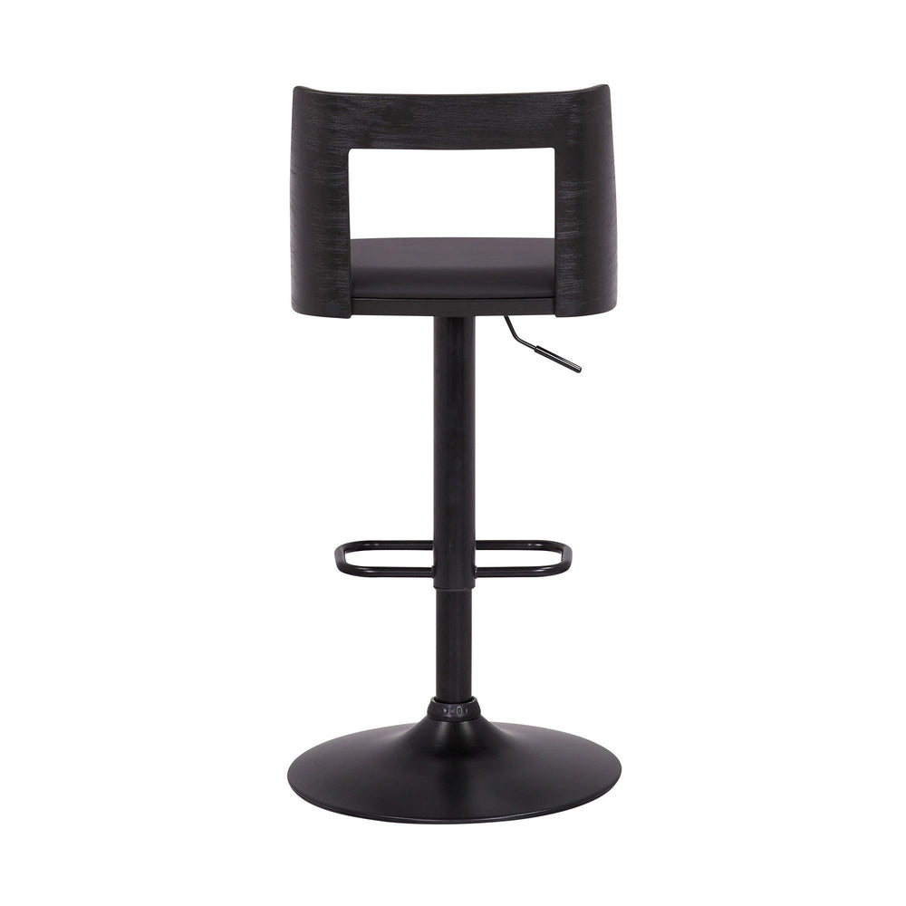 24" Black Faux Leather And Iron Swivel Adjustable Height Bar Chair - Homeroots - Flyclothing LLC