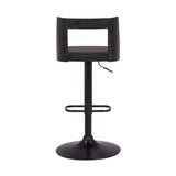 24" Black Faux Leather And Iron Swivel Adjustable Height Bar Chair - Homeroots - Flyclothing LLC