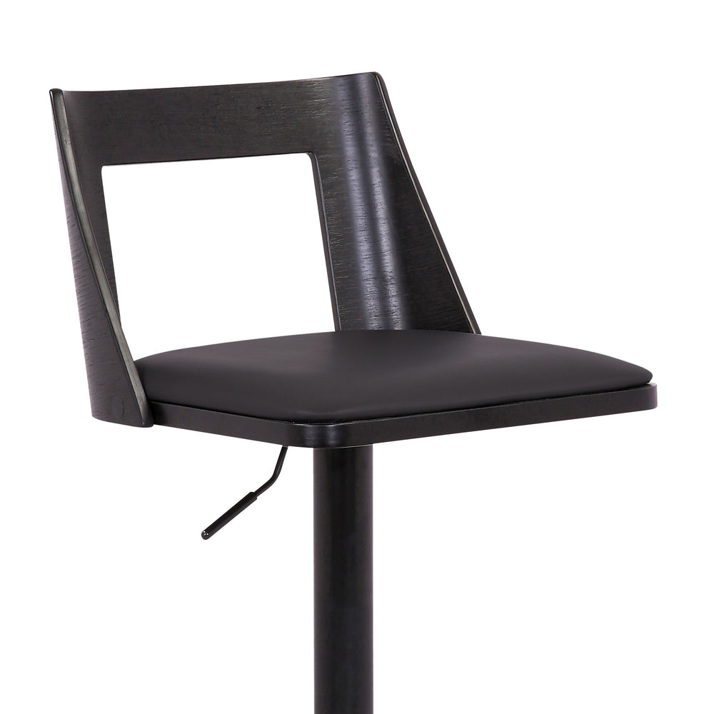 24" Black Faux Leather And Iron Swivel Adjustable Height Bar Chair - Homeroots - Flyclothing LLC