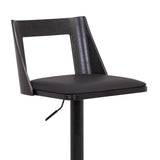24" Black Faux Leather And Iron Swivel Adjustable Height Bar Chair - Homeroots - Flyclothing LLC