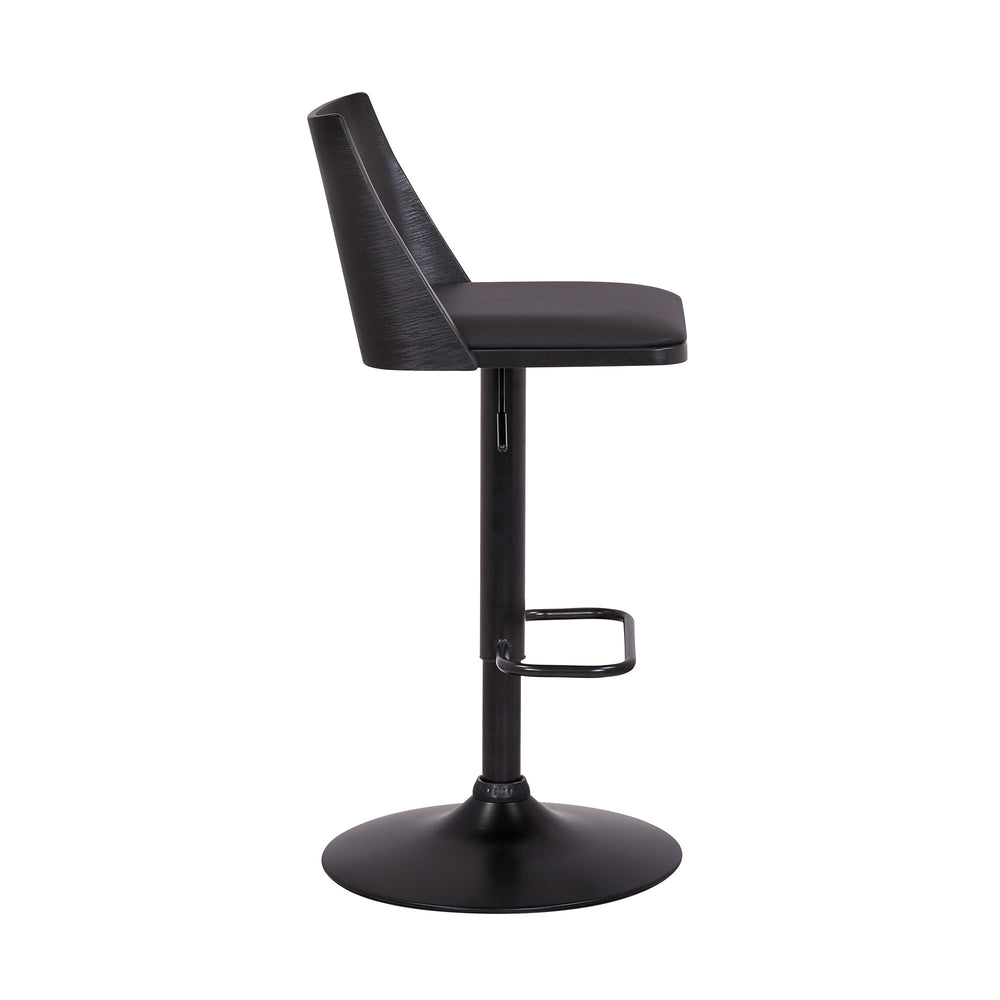 24" Black Faux Leather And Iron Swivel Adjustable Height Bar Chair - Homeroots - Flyclothing LLC