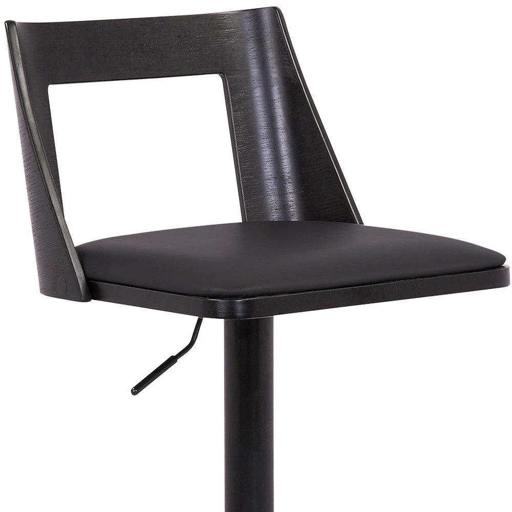 24" Black Faux Leather And Iron Swivel Adjustable Height Bar Chair - Homeroots - Flyclothing LLC