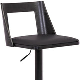 24" Black Faux Leather And Iron Swivel Adjustable Height Bar Chair - Homeroots - Flyclothing LLC