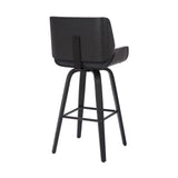 26" Gray And Black Faux Leather And Iron Swivel Counter Height Bar Chair - Homeroots - Flyclothing LLC