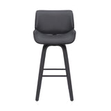30" Gray And Black Faux Leather And Iron Swivel Bar Height Bar Chair - Homeroots - Flyclothing LLC