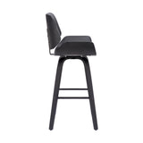 30" Gray And Black Faux Leather And Iron Swivel Bar Height Bar Chair - Homeroots - Flyclothing LLC