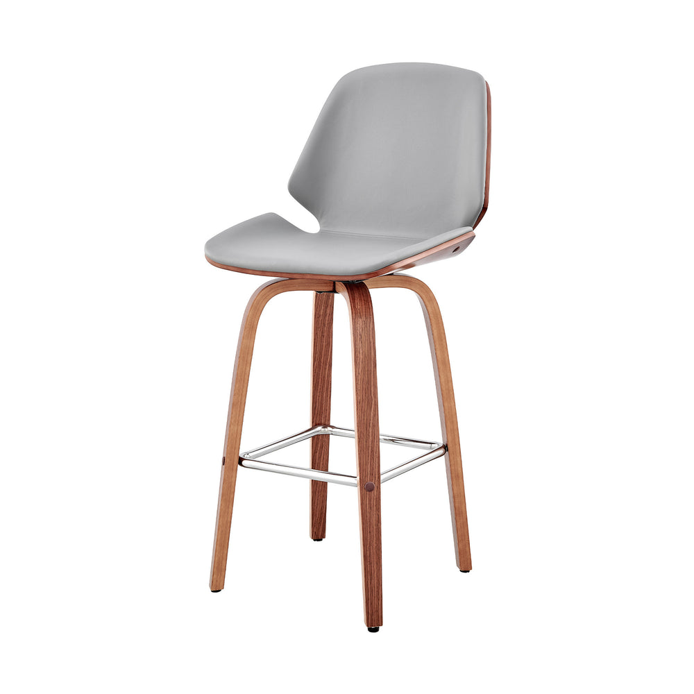 26" Gray And Brown Swivel Counter Height Bar Chair - Homeroots - Flyclothing LLC