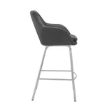 30" Gray And Silver Iron Swivel Low Back Bar Height Bar Chair - Homeroots - Flyclothing LLC