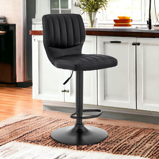 25" Black Iron Swivel Adjustable Height Bar Chair - Homeroots