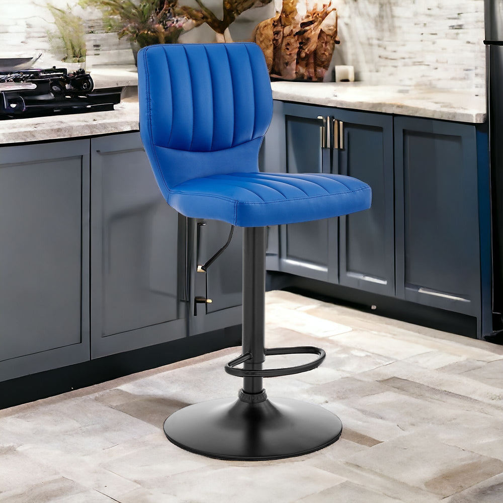 25" Blue And Black Iron Swivel Adjustable Height Bar Chair - Homeroots - Flyclothing LLC