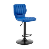 25" Blue And Black Iron Swivel Adjustable Height Bar Chair - Homeroots - Flyclothing LLC
