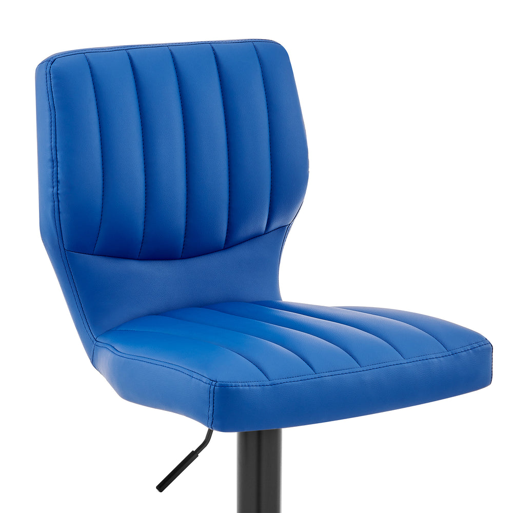25" Blue And Black Iron Swivel Adjustable Height Bar Chair - Homeroots - Flyclothing LLC