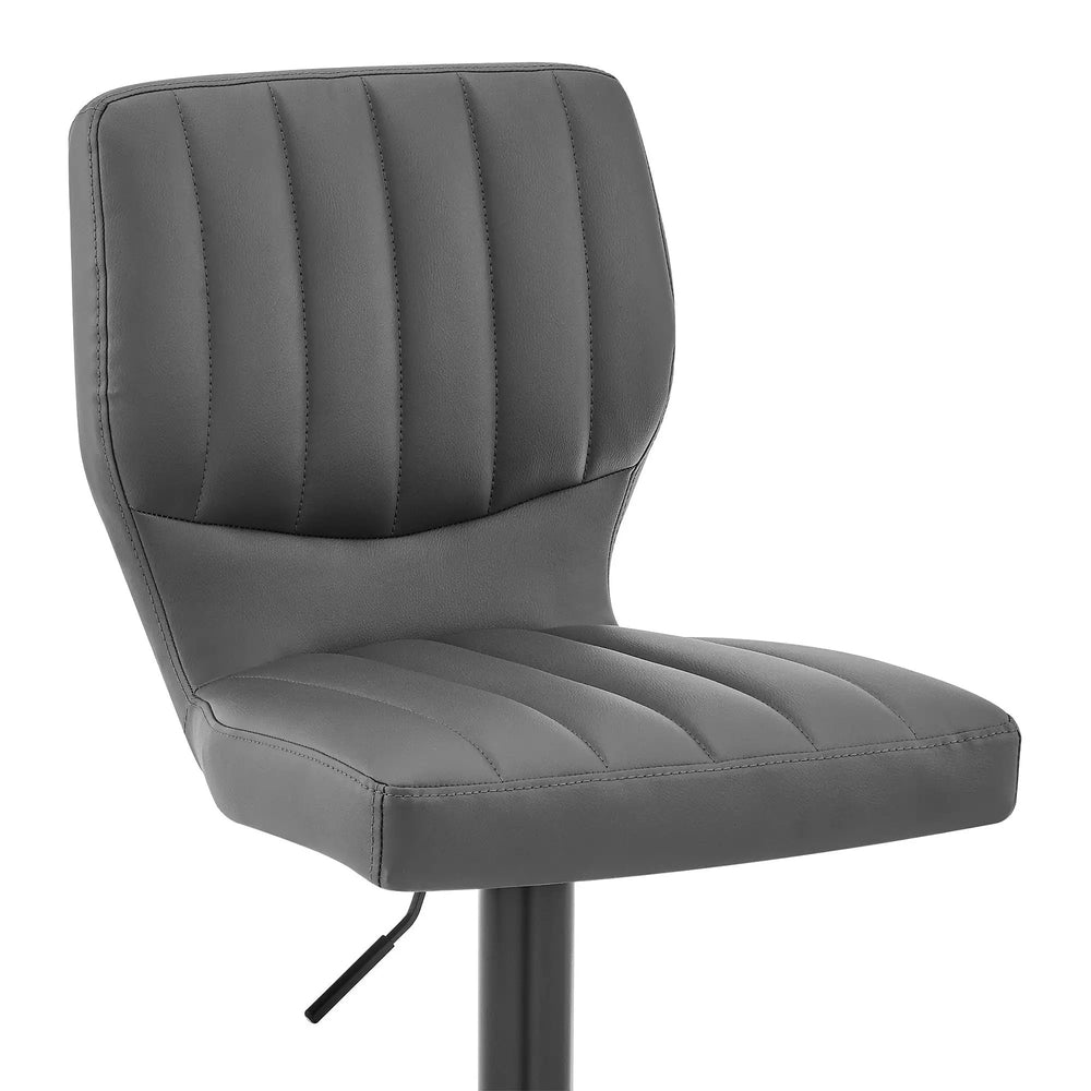 25" Gray And Black Iron Swivel Adjustable Height Bar Chair - Homeroots - Flyclothing LLC