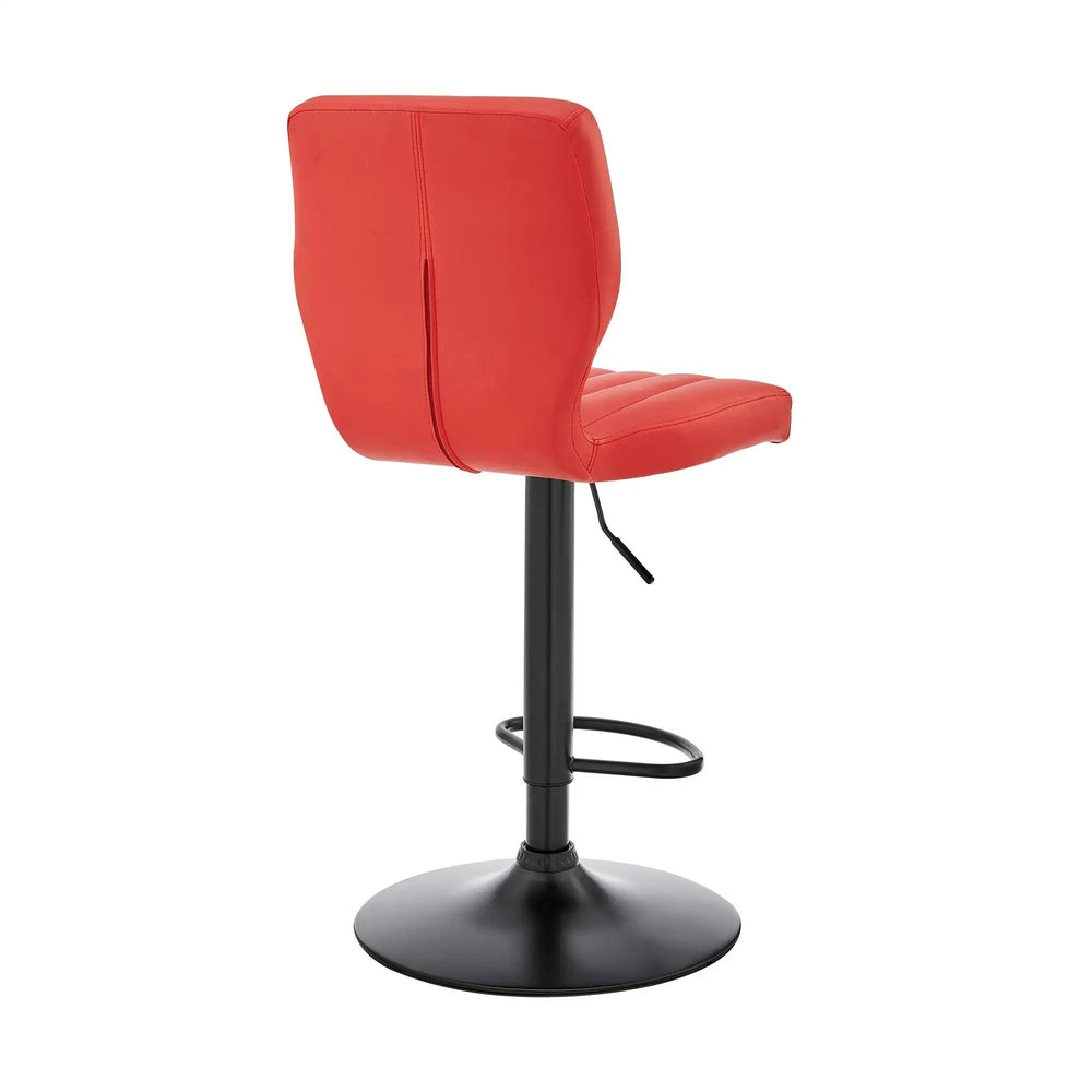 25" Red And Black Iron Swivel Adjustable Height Bar Chair - Homeroots - Flyclothing LLC