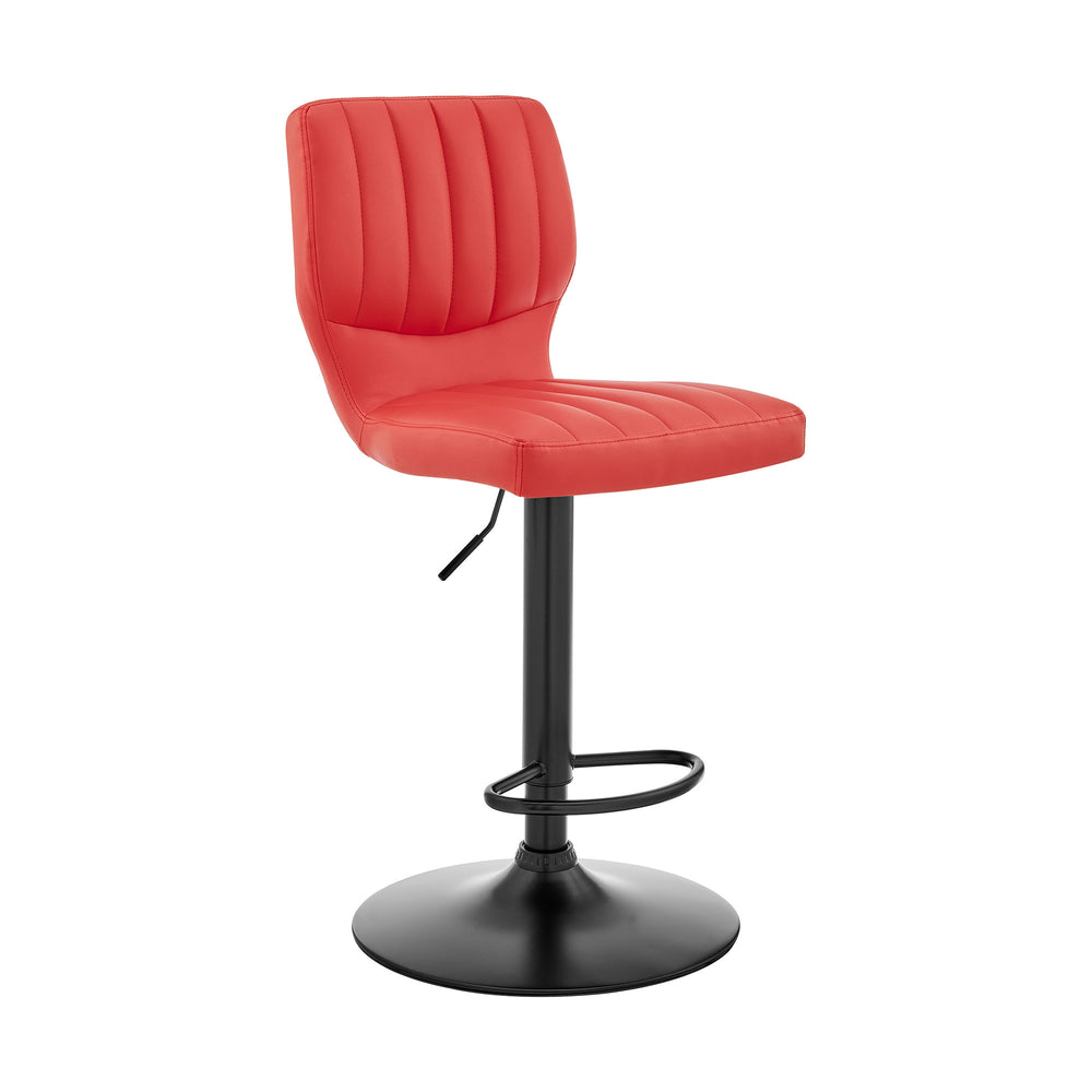 25" Red And Black Iron Swivel Adjustable Height Bar Chair - Homeroots - Flyclothing LLC