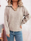 Ribbed Hem Raglan Sleeve Sweater - Trendsi - Flyclothing LLC