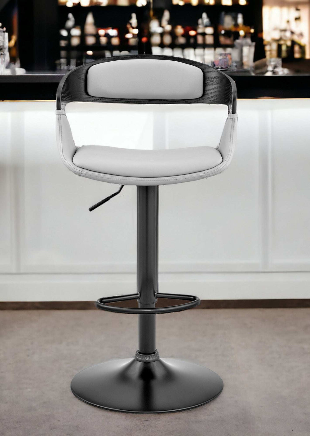 Gray And Black Iron Swivel Low Back Adjustable Height Bar Chair - Homeroots - Flyclothing LLC