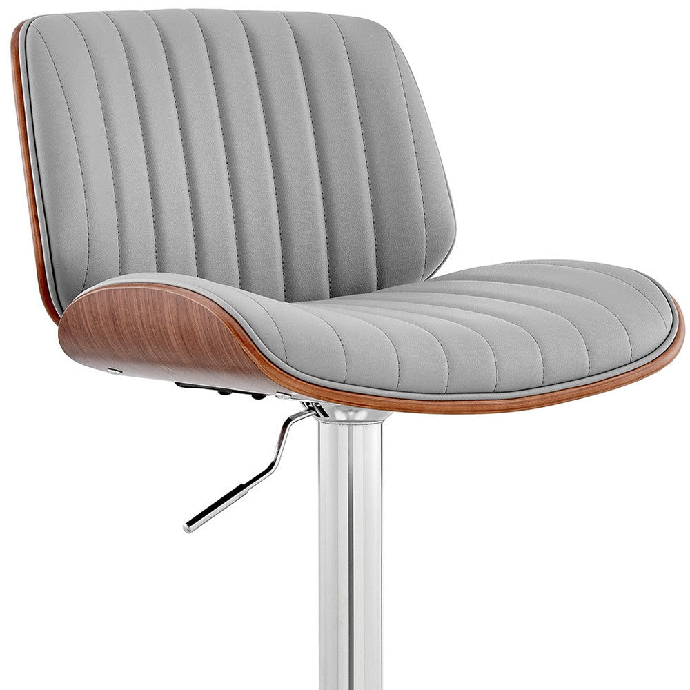 24" Gray And Silver Iron Swivel Adjustable Height Bar Chair - Homeroots - Flyclothing LLC