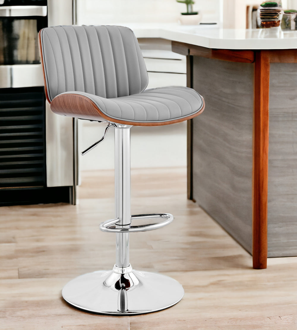 24" Gray And Silver Iron Swivel Adjustable Height Bar Chair - Homeroots - Flyclothing LLC