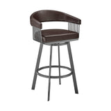 29" Chocolate And Gray Iron Swivel Low Back Bar Height Bar Chair - Homeroots - Flyclothing LLC