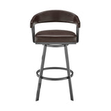 29" Chocolate And Gray Iron Swivel Low Back Bar Height Bar Chair - Homeroots - Flyclothing LLC