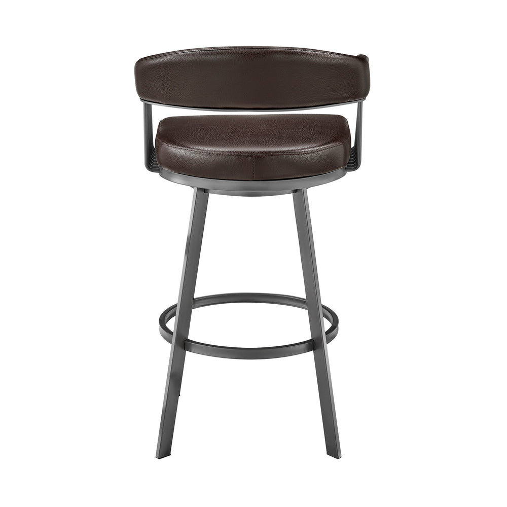29" Chocolate And Gray Iron Swivel Low Back Bar Height Bar Chair - Homeroots - Flyclothing LLC