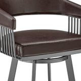 29" Chocolate And Gray Iron Swivel Low Back Bar Height Bar Chair - Homeroots - Flyclothing LLC