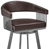 29" Chocolate And Gray Iron Swivel Low Back Bar Height Bar Chair - Homeroots - Flyclothing LLC