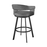 29" Gray And Black Iron Swivel Low Back Bar Height Bar Chair - Homeroots - Flyclothing LLC