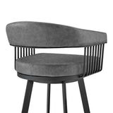 29" Gray And Black Iron Swivel Low Back Bar Height Bar Chair - Homeroots - Flyclothing LLC