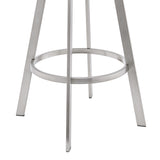 25" White And Silver Iron Swivel Low Back Counter Height Bar Chair - Homeroots - Flyclothing LLC