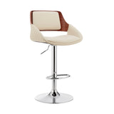 25" Cream And Silver Iron Swivel Low Back Adjustable Height Bar Chair - Homeroots - Flyclothing LLC