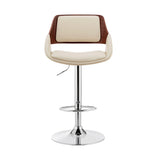 25" Cream And Silver Iron Swivel Low Back Adjustable Height Bar Chair - Homeroots - Flyclothing LLC