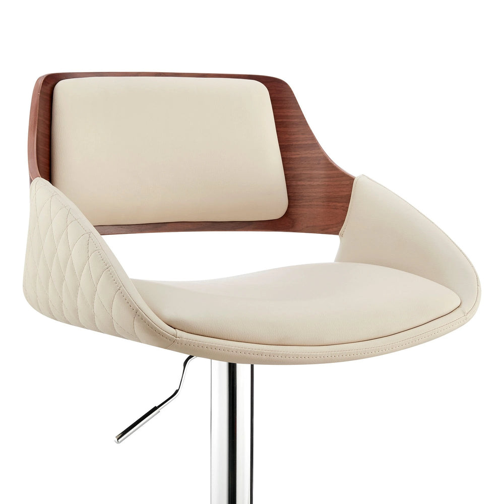 25" Cream And Silver Iron Swivel Low Back Adjustable Height Bar Chair - Homeroots - Flyclothing LLC