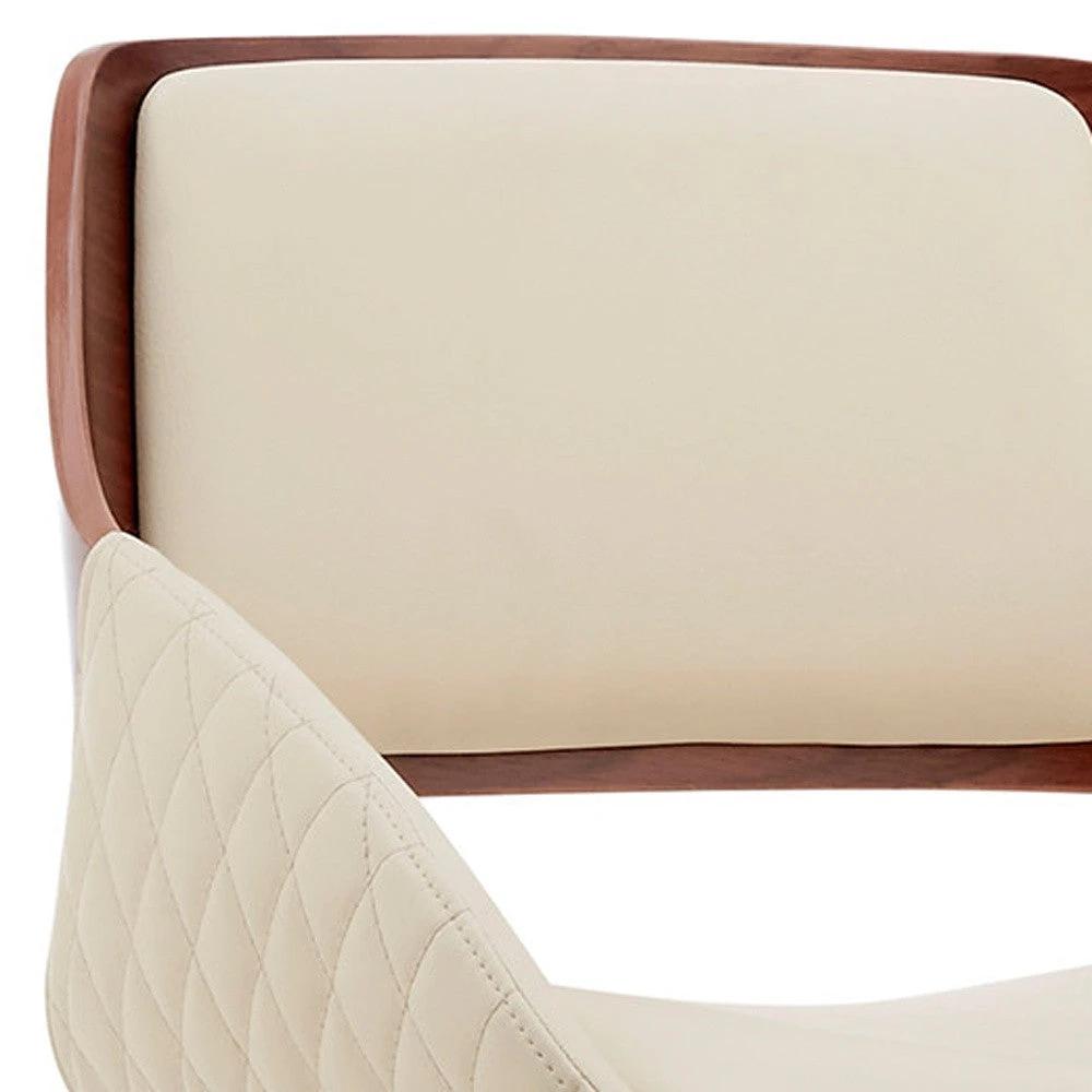 25" Cream And Silver Iron Swivel Low Back Adjustable Height Bar Chair - Homeroots - Flyclothing LLC