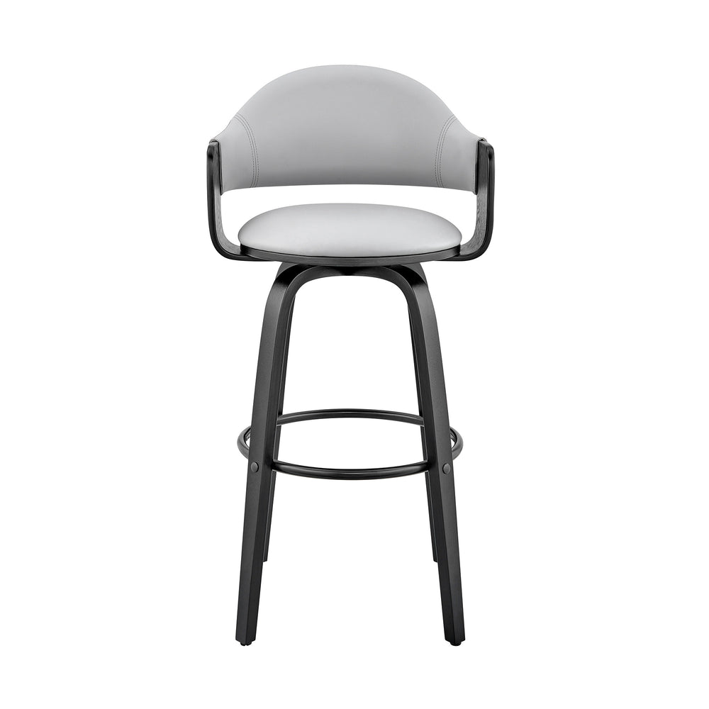 26" Gray And Black Iron Swivel Low Back Counter Height Bar Chair - Homeroots - Flyclothing LLC