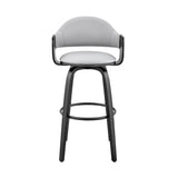 26" Gray And Black Iron Swivel Low Back Counter Height Bar Chair - Homeroots - Flyclothing LLC