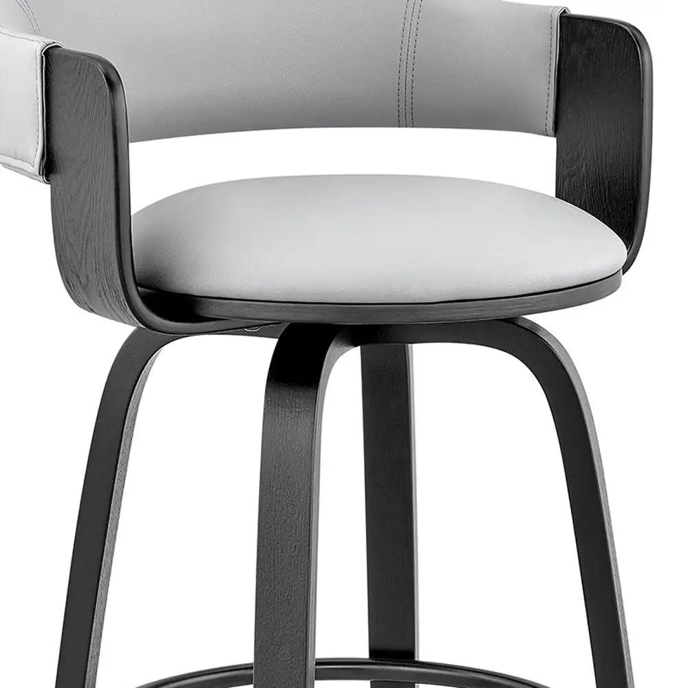 30" Gray And Black Iron Swivel Low Back Bar Height Bar Chair - Homeroots - Flyclothing LLC