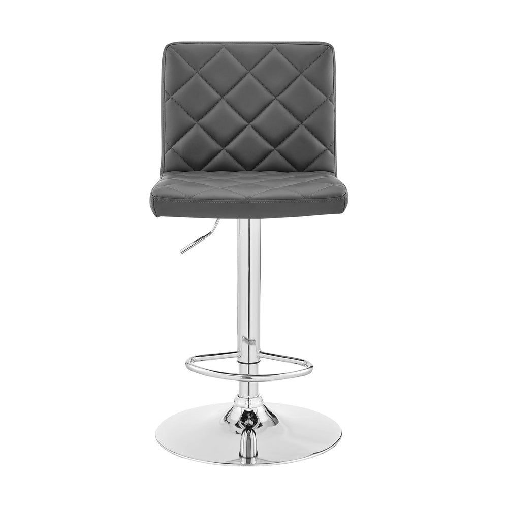 24" Gray And Silver Iron Swivel Low Back Adjustable Height Bar Chair - Homeroots - Flyclothing LLC