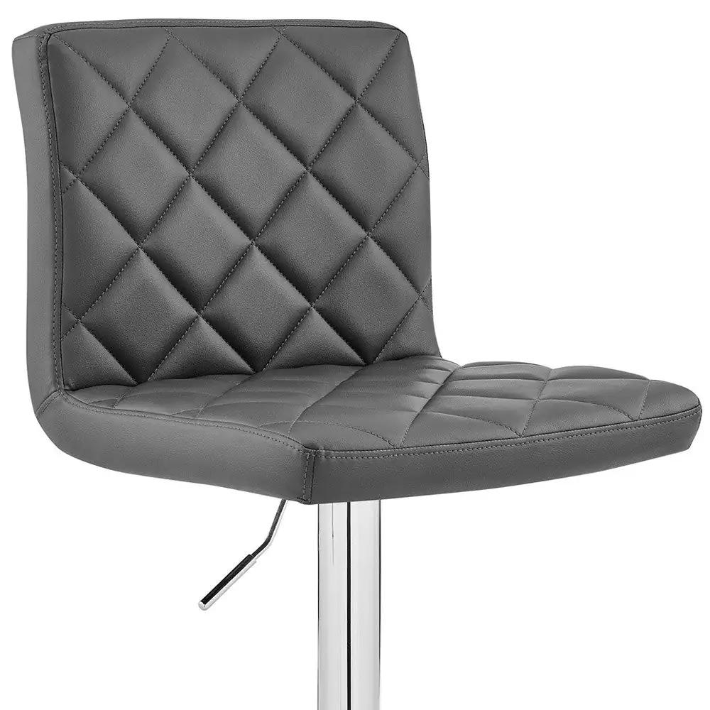 24" Gray And Silver Iron Swivel Low Back Adjustable Height Bar Chair - Homeroots - Flyclothing LLC