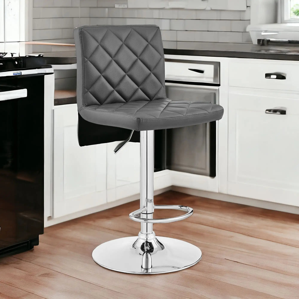 24" Gray And Silver Iron Swivel Low Back Adjustable Height Bar Chair - Homeroots - Flyclothing LLC