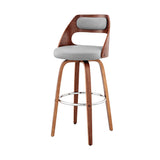 26" Gray And Brown Faux Leather Swivel Counter Height Bar Chair - Homeroots - Flyclothing LLC