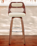30" Cream And Brown Swivel Bar Chair - Homeroots