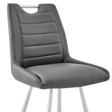 30" Gray And Silver Iron Bar Height Bar Chair - Homeroots